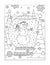 Snowglobe with funny snowman and decorated fir tree coloring page