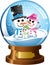 Snowglobe with Happy Snowman Family under Snowfall