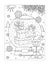Snowglobe with heap of holiday presents and gingerbread man coloring page
