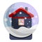 Snowglobe house icon, cartoon style