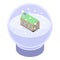 Snowglobe house icon, isometric style