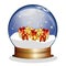 Snowglobe with presents and golden stars