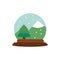 Snowglobe tree mountain snow decoration happy christmas icon