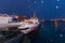 Snowing in Ballstad village at twilight in winter season, Lofoten islands, Norway