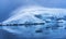 Snowing Blue Glacier Snow Mountains Paradise Bay Skintorp Cove Antarctica