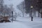 Snowing day at Niagara Falls State Park in Winter