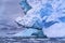 Snowing Floating Blue Iceberg Reflection Paradise Bay Skintorp Cove Antarctica