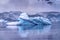 Snowing Floating Blue Iceberg Reflection Paradise Bay Skintorp Cove Antarctica
