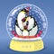 Snowing Globe With Family Of Three Penguins Inside