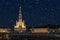 Snowing night in the Sanctuary of Fatima, Portugal.