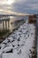 Snowing in a park near a bridge New Westminster, Vancouver Jan 2017