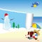 Snowman and beach stuff vector