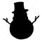 Snowman black silhouette. Isolated contour element image