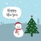 Snowman cartoon character. Cute Snowman wearing Santa Claus hat