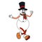 Snowman Cartoon funny retro comic Christmas character, gloved hands