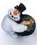 Snowman Character hugging a globe