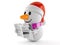 Snowman character reading newspaper