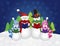 Snowman Christmas Carolers Snow Scene Illustration