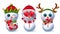 Snowman christmas characters vector set. Snow man cute character in inlove facial expression and eating candy cane gesture.