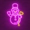 Snowman Christmas seasonal icon, retro neon sign, bright electric light signage