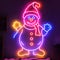Snowman Christmas seasonal icon, retro neon sign, bright electric light signage