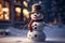 snowman cinematic photography, winter and Christmas with snowman