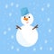 Snowman cold christmas season winter white man in hat character xmas background holiday card vector illustration