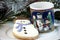 Snowman cookie and mug