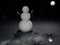 Snowman in a dark winter landscape 3D graphic