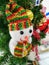 Snowman decorated on Christmas tree.