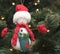 Snowman doll hanging tree ornament