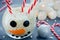 Snowman face glass bowl, kid diy for Christmas, sweet treats for