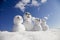 Snowman family, traditional Japanese snowman