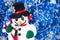 Snowman with fantasy blue glitter Christmas.