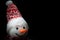 Snowman figurine isolated close up on details. Christmas composition with seasonal decorations and ornaments, christmassy mood