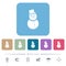 Snowman flat icons on color rounded square backgrounds