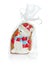 Snowman gingerbread in transparent packing with a bow.