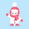 Snowman girl with pink clothes in hello or hi pose