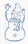 Snowman hand drawn on page school notebook image