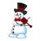 Snowman with hat and bow ties playing the violin for your design vector illustration