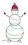 Snowman in a hat and mittens with a garland. New Year character. Vector illustration