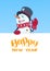 Snowman Holding Banner With Happy New Year Lettering Holiday Decorartion