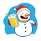 Snowman holding a glass of beer