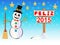 Snowman holding a Happy New Year signpost written on spanish