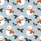 Snowman, holly berries and star seamless pattern.