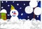 Snowman, house and snowtree, child application