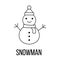 Snowman icon or logo line art style.