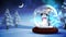 Snowman inside snow globe with magic lights