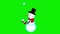 Snowman juggling snowballs animation green screen