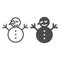 Snowman line and glyph icon. Snow vector illustration isolated on white. Smiling snowman outline style design, designed